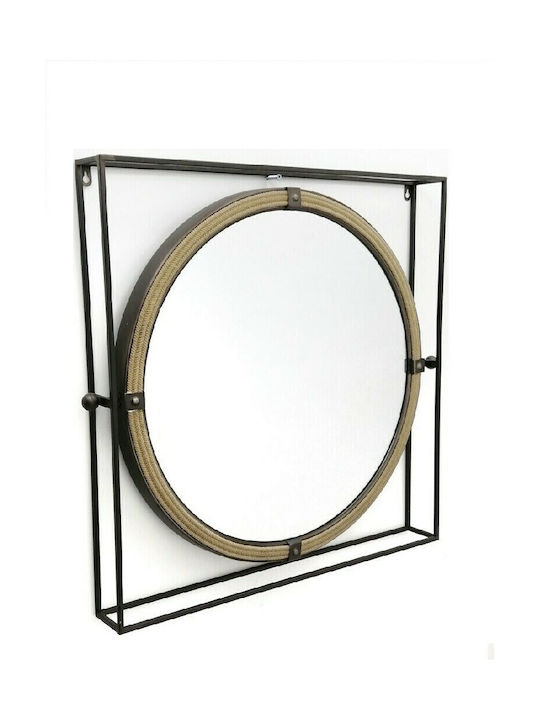 Espiel Wall Mirror with Wooden Frame Diameter 61cm 1pcs