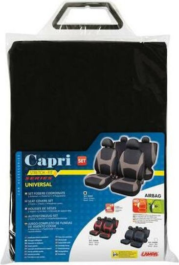 Capri Stretch-fit Seat Covers 8pcs Black Grey