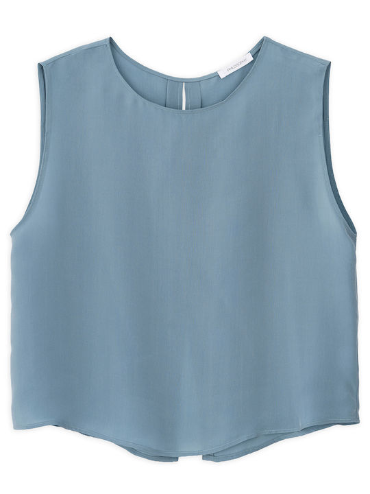 Γυναικείο Crop Top Αμάνικο Dusty Blue