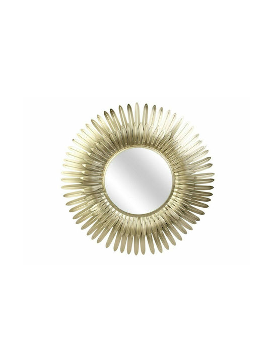 Wall Mirror with Gold Metallic Frame Diameter 53cm 1pcs
