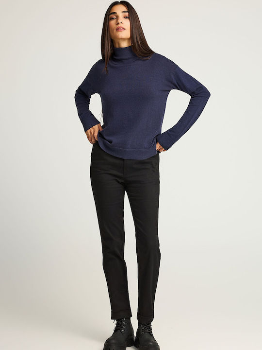 Women's Sweater Cotton Turtleneck Blue
