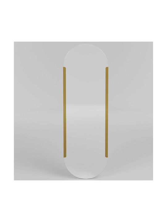 Aberto Design Caprice Oglindă de Perete De Corp Întreg Ovală cu Galben Ramă din Metalic 150x50cm 1buc