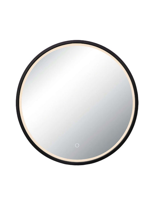Zambelis Lights Wall Mirror with Black Aluminum Frame & LED Lighting Diameter 60cm 1pcs