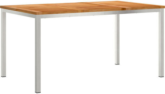 Garten- und Terrassentisch Teak mit Metallrahmen Braune 150x90x75cm