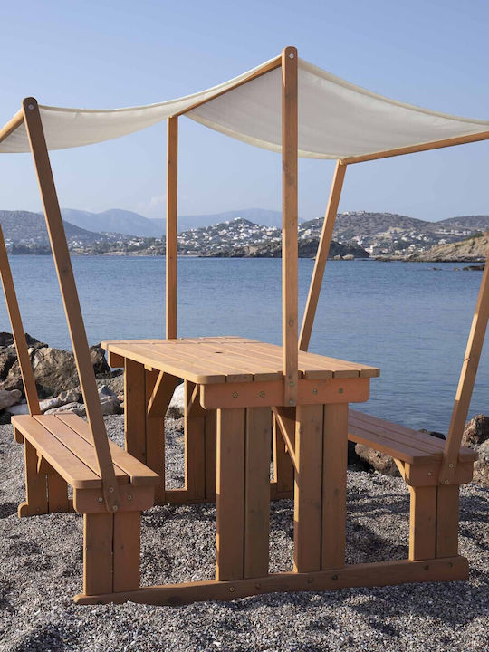 Outdoor Dinner Free Standing Wood Table Natural 140x159x85cm