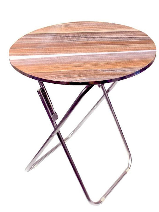 Outdoor Dinner Foldable Table with Wood Surface and Aluminum Frame Colorful 80x80x75cm