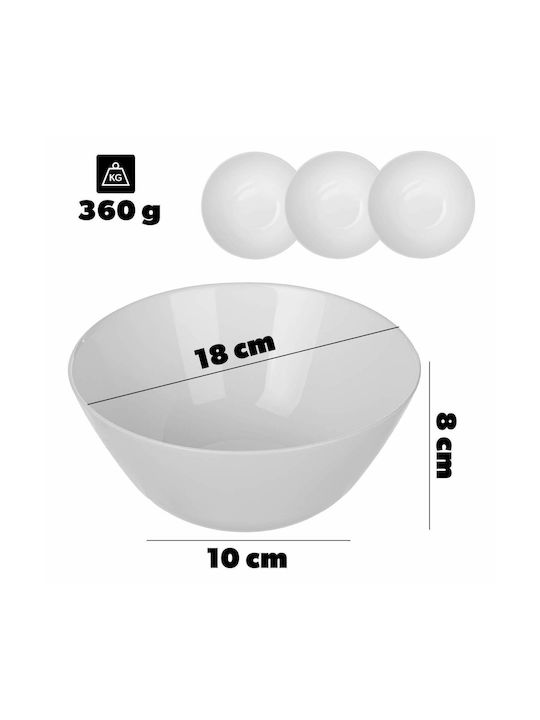 Kadax Servierschale Rund Glas Weiße mit Durchmesser 18cm 3Stücke