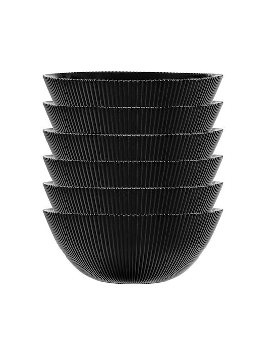Kadax Round Black Glass Serving Bowls Diameter 15.2cm 6 Pieces