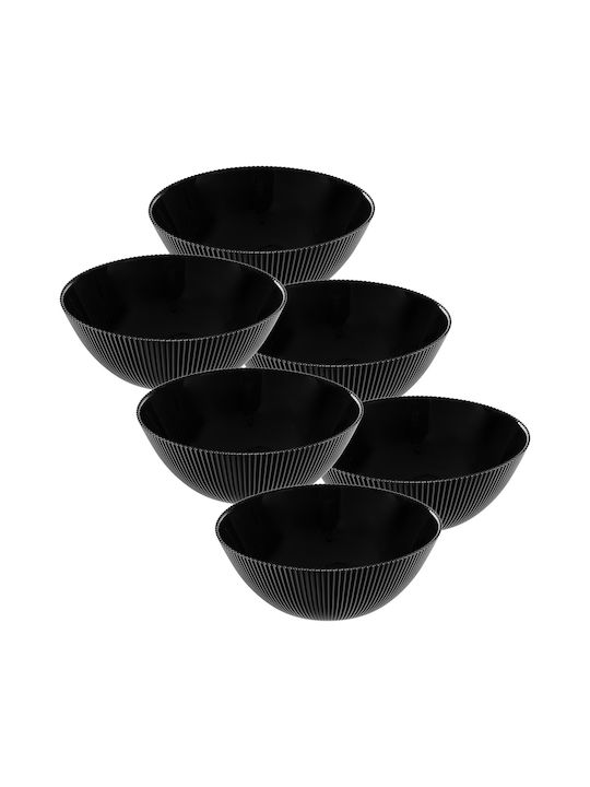 Kadax Round Black Glass Serving Bowls Diameter 15.2cm 6 Pieces