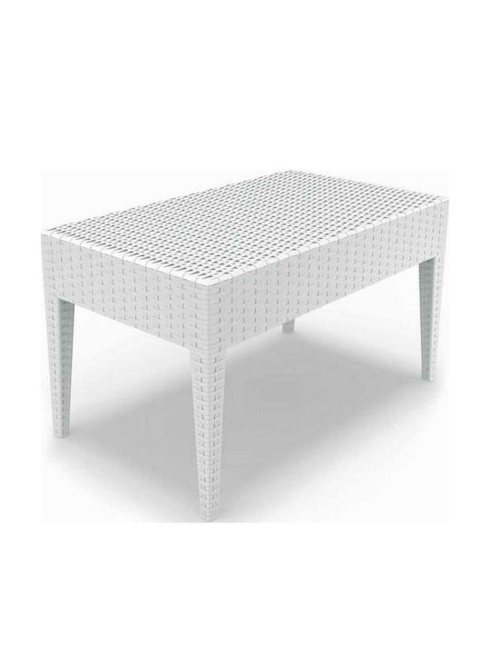 Miami Sitting Room Outdoor Free Standing Rattan Table White 92x53x45cm