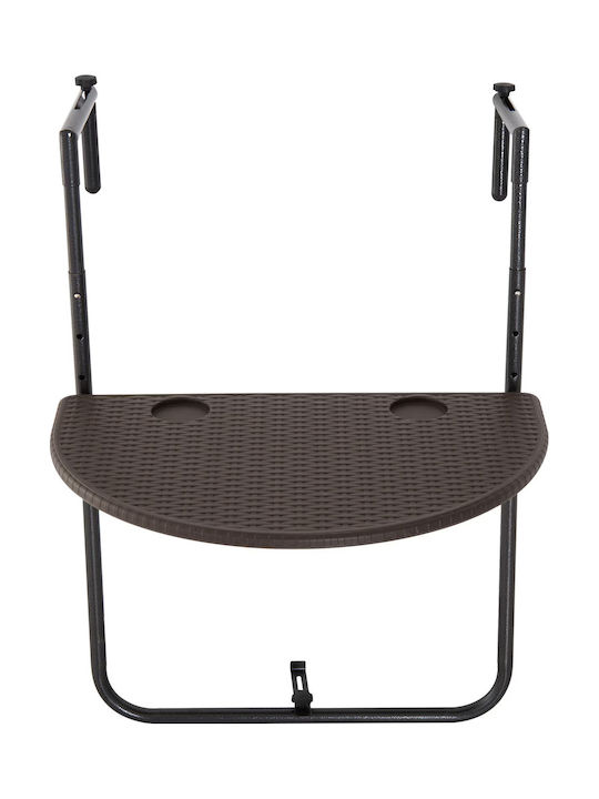 Masa pentru spații exterioare mici Pliabil Rattan cu schelet metalic Maro 60x39x73buc