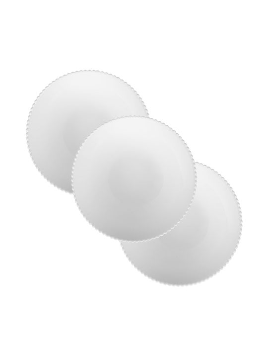 Kadax Boluri De Servire Rotunde Din Sticlă Albe Cu Diametru 15.2cm 3 Bucăți
