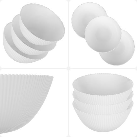 Kadax Round White Glass Serving Bowls Diameter 15.2cm 3 Pieces