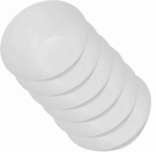 Kadax Boluri De Servire Rotunde Din Sticlă Albe Cu Diametru 18 Cm 6 Bucăți