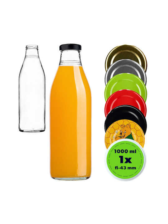 Kadax Бутилка За Вода Стъклена С Винт Капак Прозрачна 1000ml