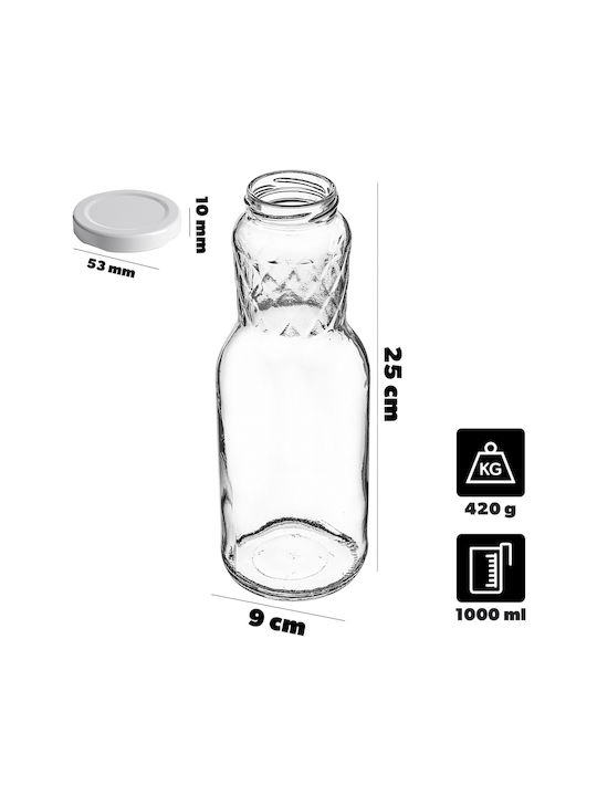 Kadax Sticlă De Apă Din Sticlă Cu Capac Șurub Transparent 1000ml