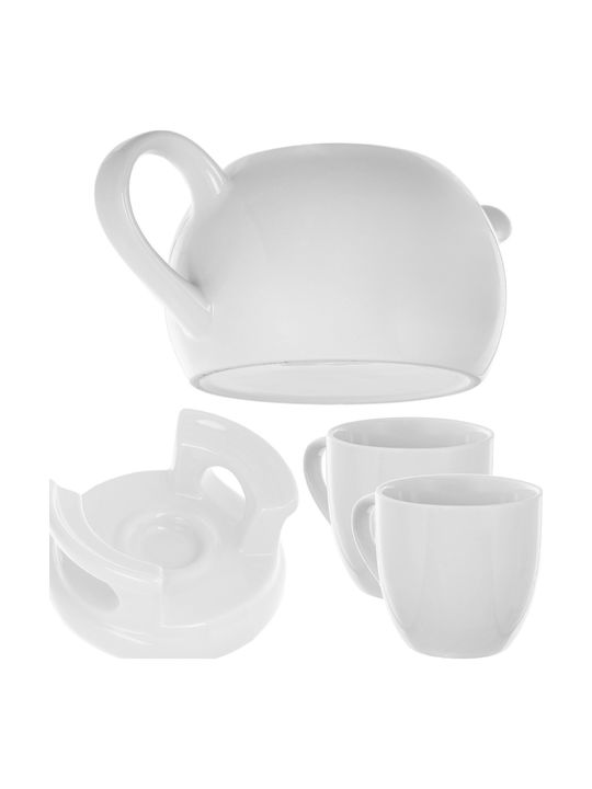 Kadax Сет Чайник с Чаша Керамичен Бял 1000ml 15 Броя