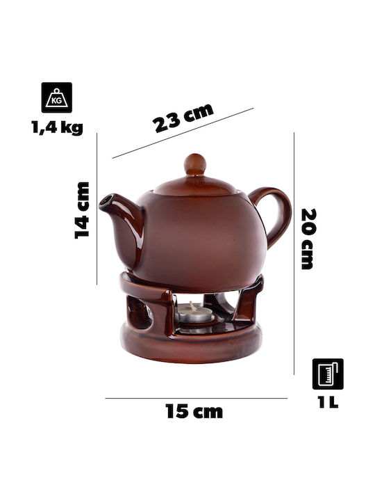 Kadax Ceramic Tea Set Brown 1000ml 15 Pieces