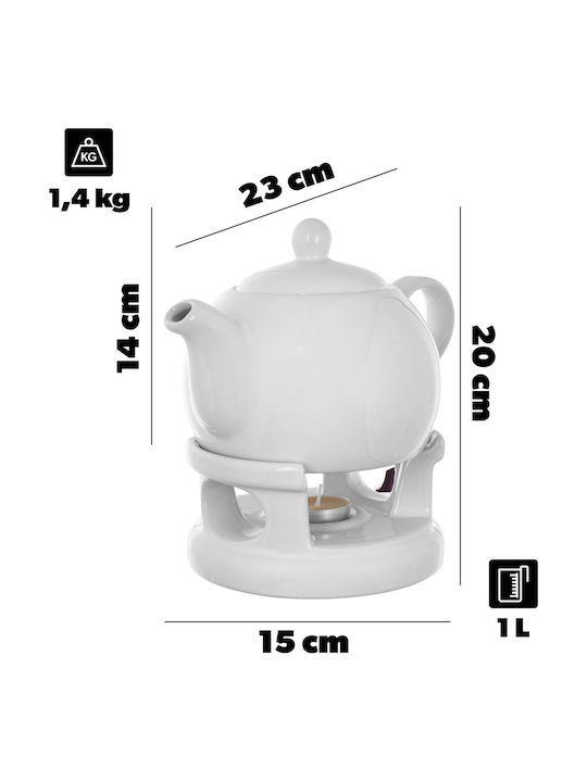 Kadax Сет Чайник с Чаша Керамичен Бял 1000ml 15 Броя
