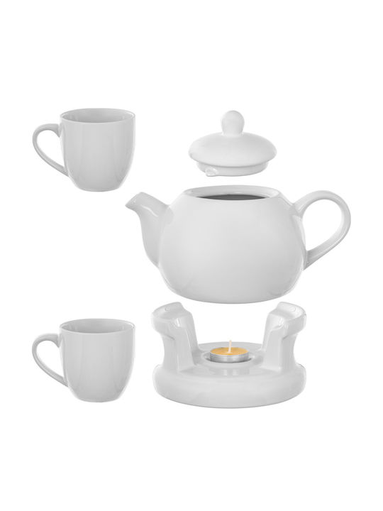 Kadax Сет Чайник с Чаша Керамичен Бял 1000ml 15 Броя
