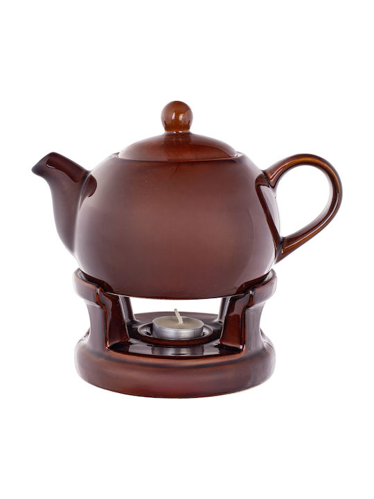 Kadax Ceramic Tea Set Brown 1000ml 15 Pieces