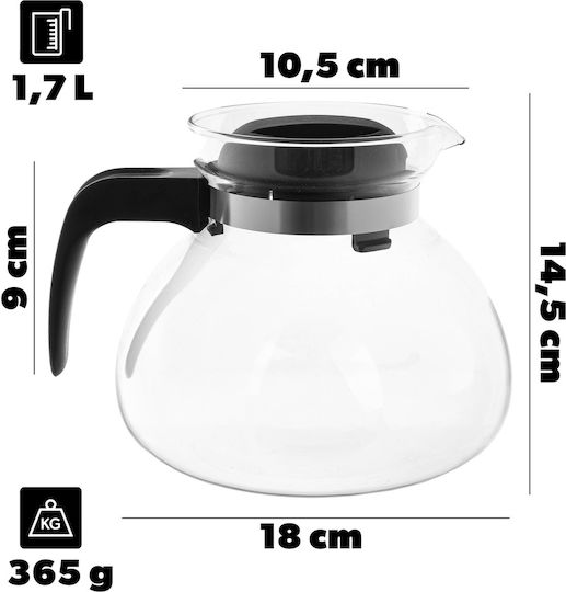 Kadax Glass Black Teapot 1700ml