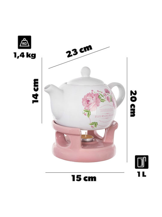 Kadax Ceramic Pink Teapot 1000ml