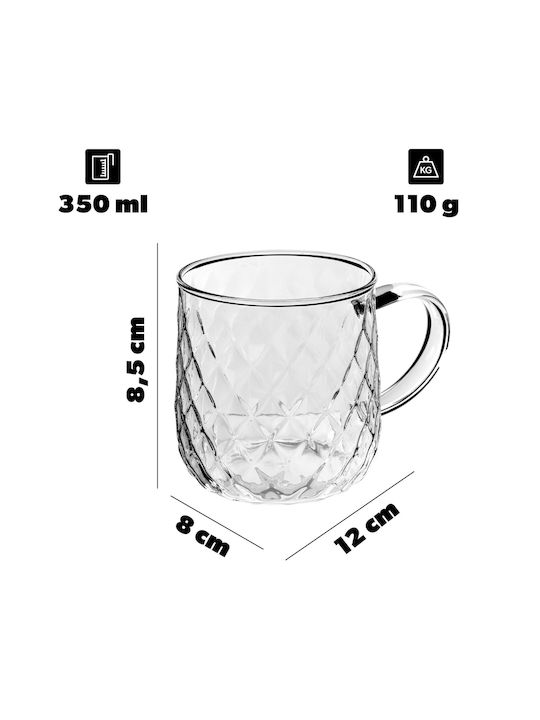 Kadax Glass Transparent Mug 350ml 2 Pieces