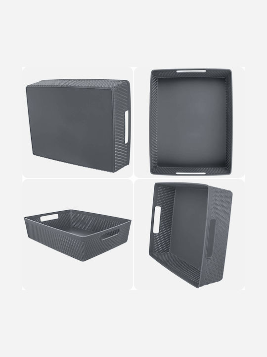 Kadax Καλάθι Αποθήκευσης Πλαστικό Γκρι 33x26cm