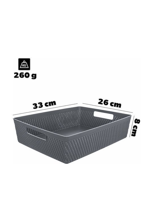 Kadax Καλάθι Αποθήκευσης Πλαστικό Γκρι 33x26cm