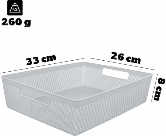 Kadax Καλάθι Αποθήκευσης Πλαστικό Γκρι 33x26cm