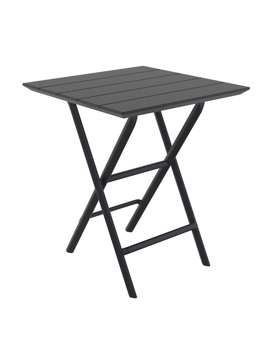 Helen Outdoor Dinner Foldable Table with Polypropylene Surface and Metal Frame Black 60x60x74cm