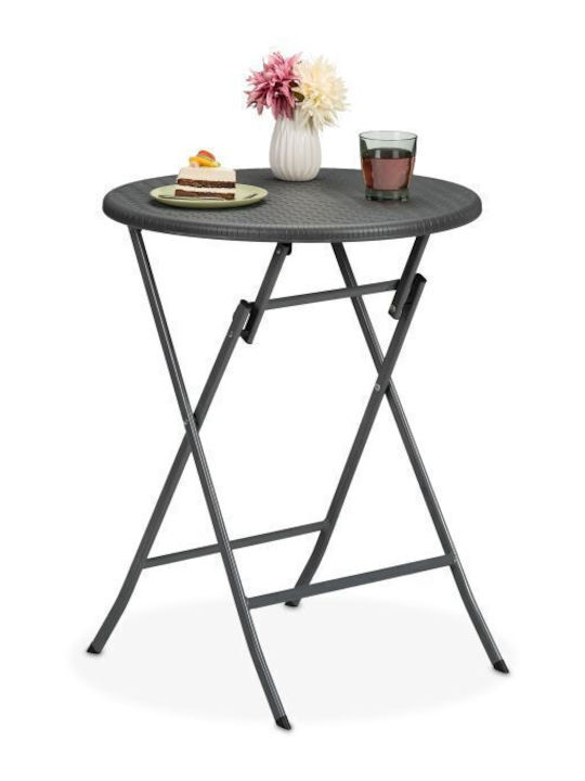 Plastic Masa pentru spații exterioare mici Pliabil cu schelet metalic Gray 60x60x75buc