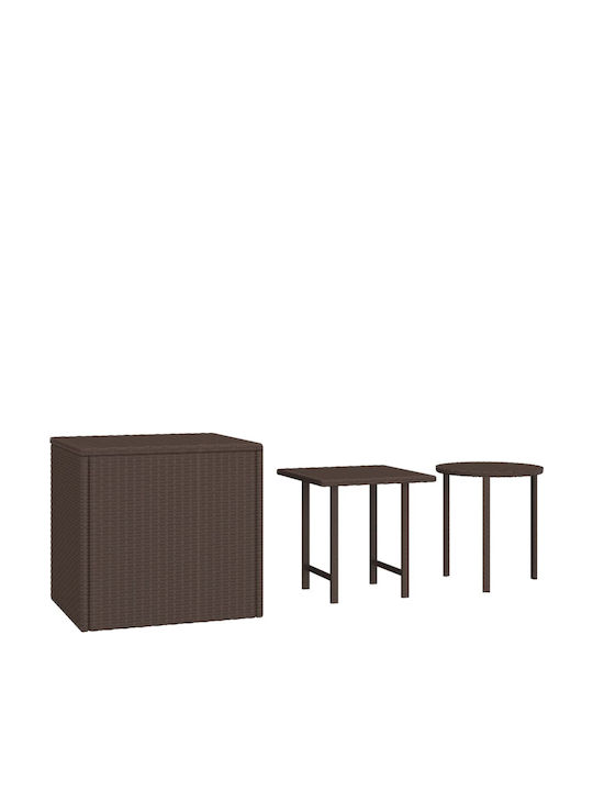 Auxiliary Outdoor Free Standing Rattan Table Brown 40x40xcm