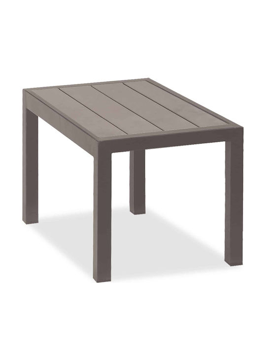 Auxiliary Outdoor Free Standing Table with Polywood Surface and Aluminum Frame Brown 44x40x45cm