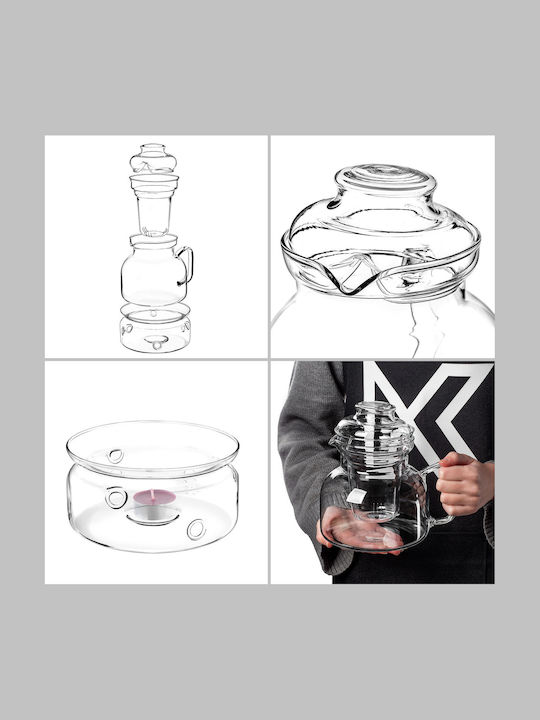 Kadax Ceainic cu Filtru din Sticlă Transparentă 1500ml