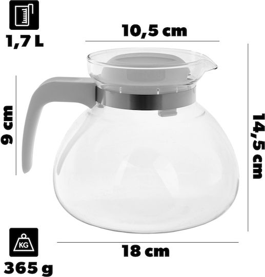 Kadax Ceainic Din Sticlă Alb 1700ml