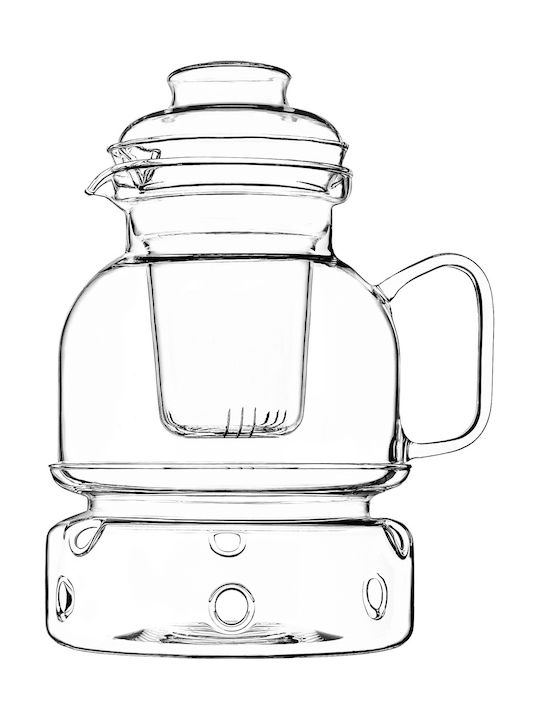 Kadax Ceainic cu Filtru din Sticlă Transparentă 1500ml