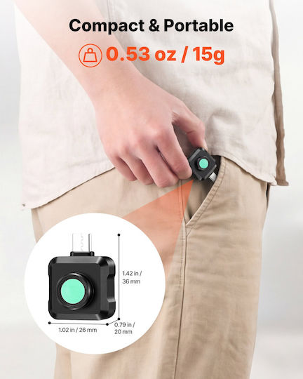 Vevor KDSRCXY256191R3H6001V9 Θερμοκάμερα με Οθόνη 1.42" για Θερμοκρασίες από 20°C έως 550°C για Κινητό Android