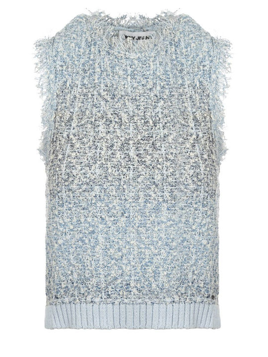 Winter Women's Cotton Sleeveless Tunic Light Blue