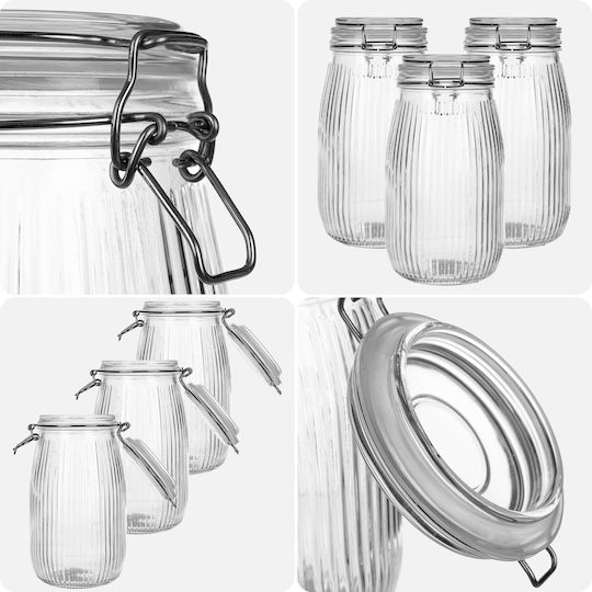 Glass Container Lid 1450 Ml 3 Pcs