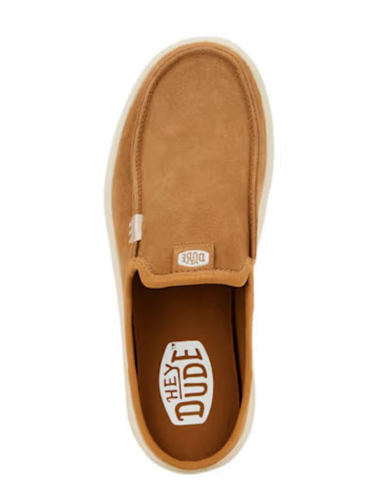 Suede Mules με Χαμηλό Τακούνι σε Ταμπά Χρώμα