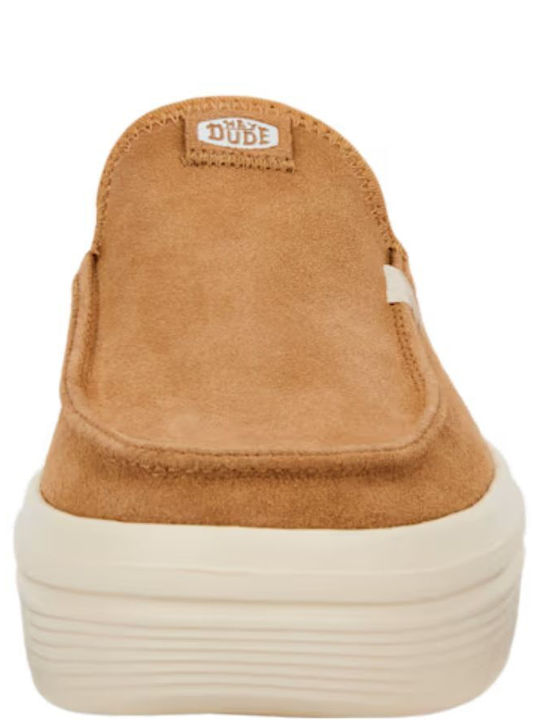 Suede Mules με Χαμηλό Τακούνι σε Ταμπά Χρώμα