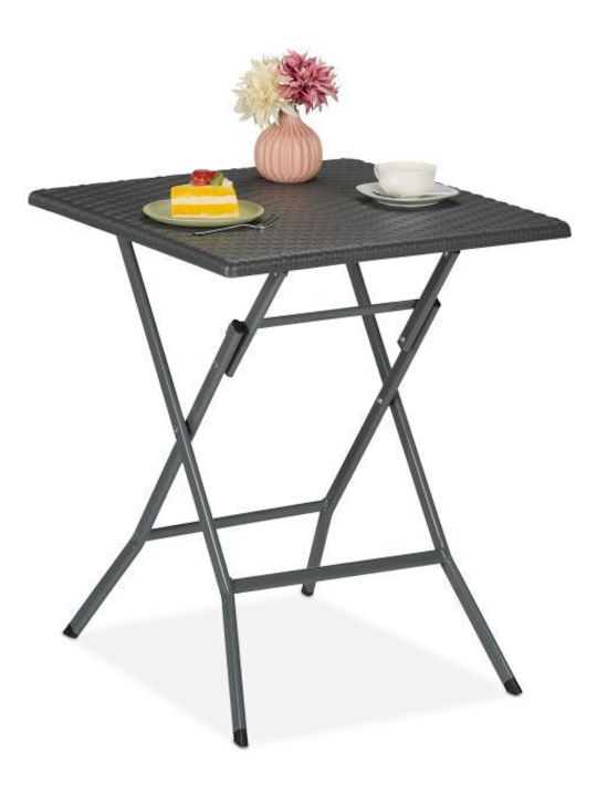 Plastic Masa pentru spații exterioare mici Pliabil cu schelet metalic Gray 62x62x73buc