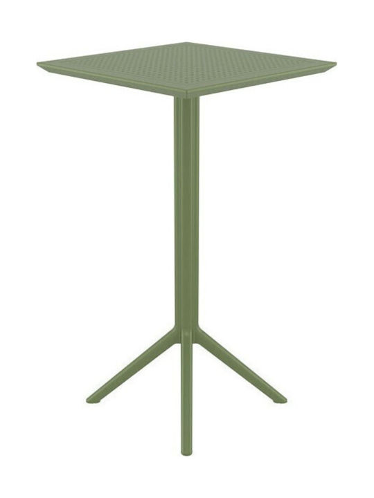 Sky Outdoor Bar Foldable Polypropylene Table Olive Green 60x60x108cm