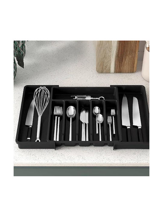 Opening Plastic Drawer Cutlery Tray 33x38x5cm Black