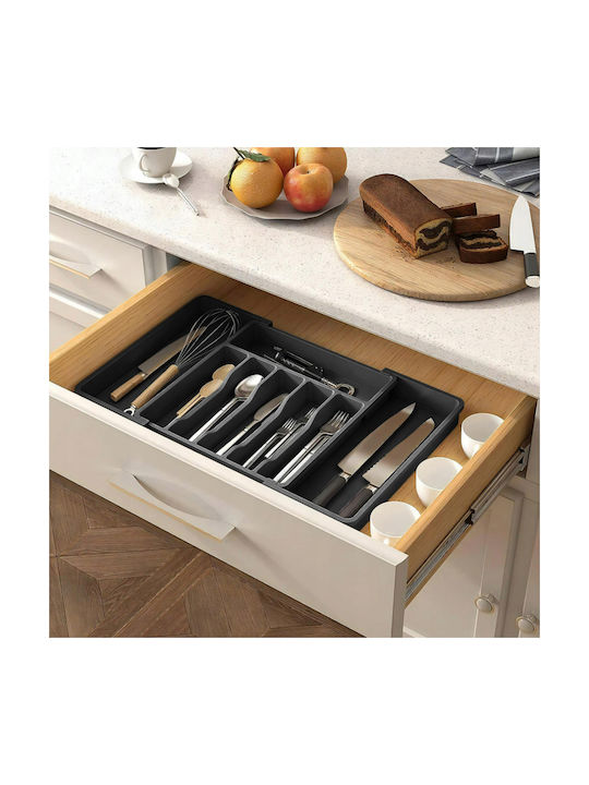 Opening Plastic Drawer Cutlery Tray 33x38x5cm Black