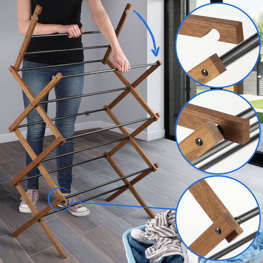Kadax Folding Floor Wooden Clothes Drying Rack
