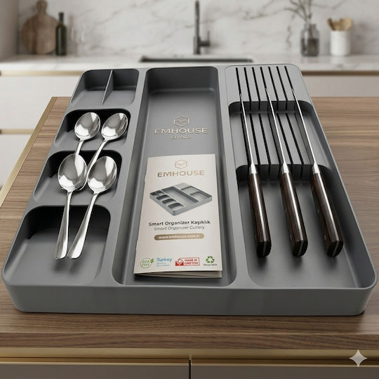 Organizator pentru tacâmuri de sertar 43x43.5x5 cm Gri