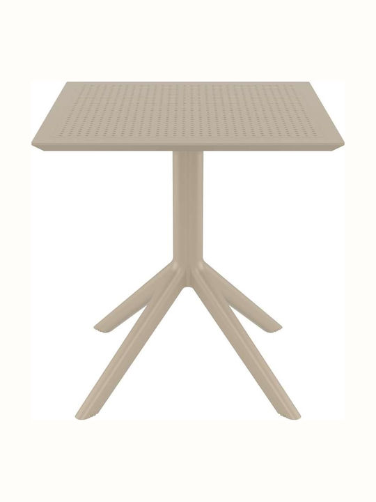 Sky Outdoor Dinner Free Standing Polypropylene Table Taupe 70x70x74cm